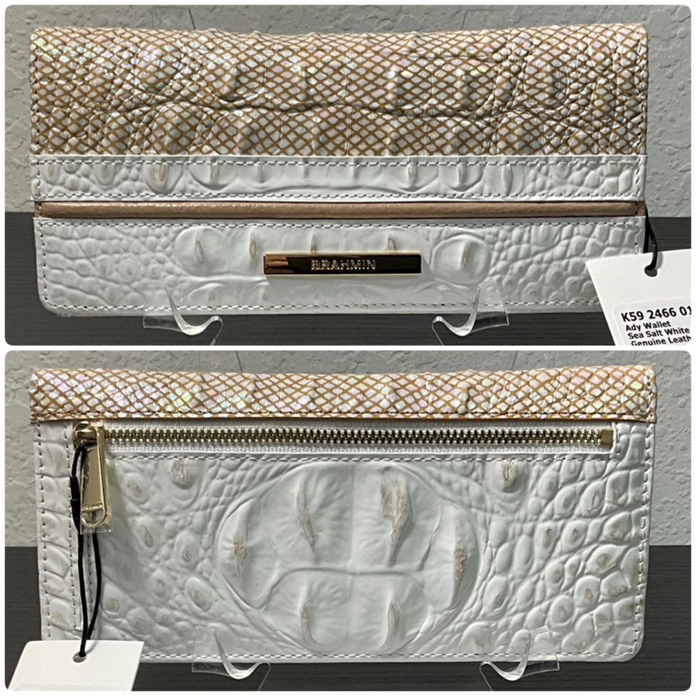 Brahmin Ady SEA SALT WHITE COLADA Slim Wallet W/ Full Rear Eye NWT